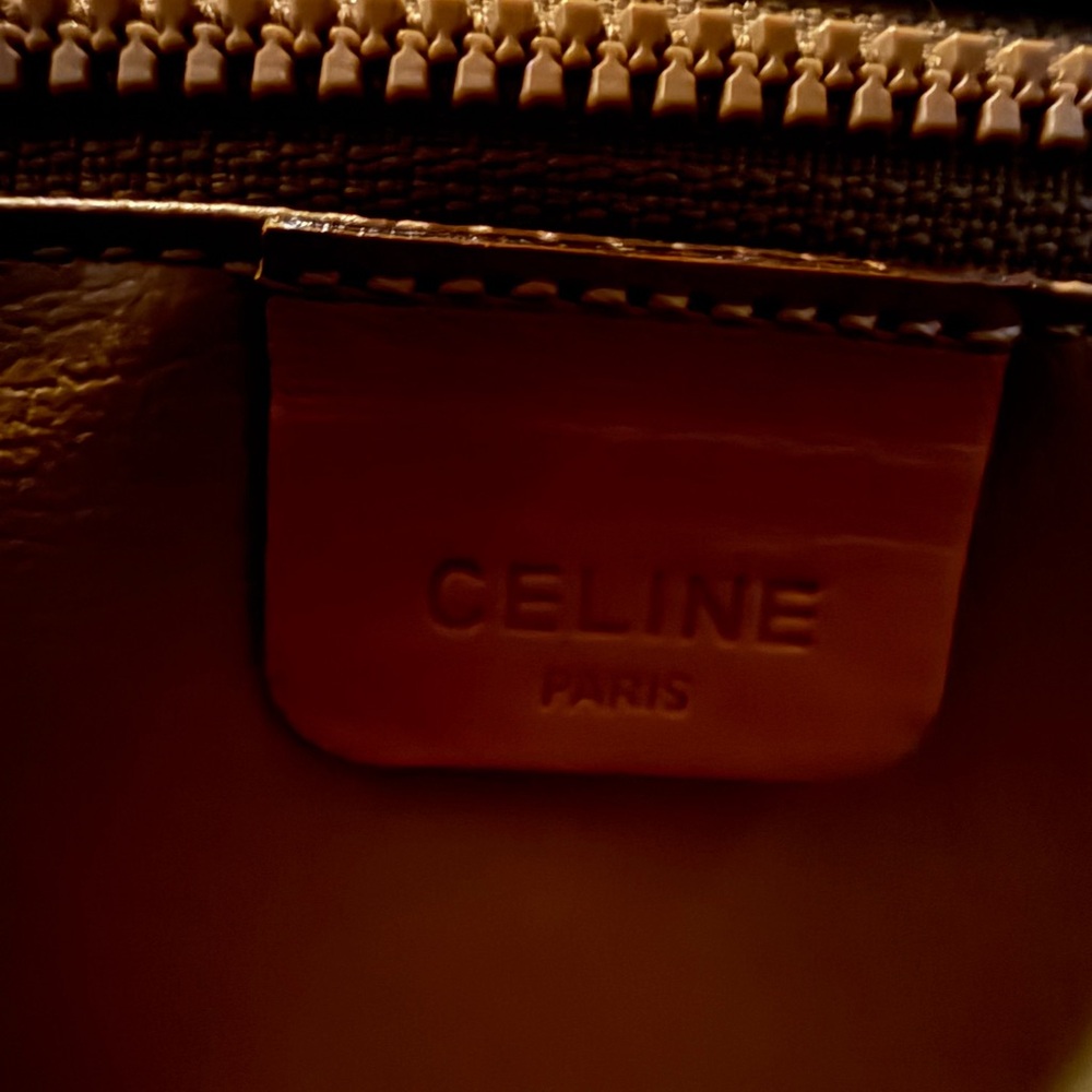 Celine Brown and Tan Leather Logo Bag - Picture 8 of 11